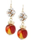 Haskell Gold-tone Multi-colored Bead And Fireball Drop Earrings