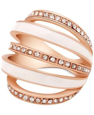 Guess Crystal Pave Five Band Curved Statement Ring