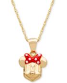 Disney Children's Minnie Mouse Bow 15 Pendant Necklace In 14k Gold