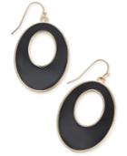 Thalia Sodi Gold-tone & Jet Stone Oval Drop Hoop Earrings, Created For Macy's