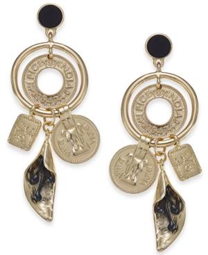 I.n.c. Gold-tone Velvet-covered Stone Multi-charm Statement Earrings, Created For Macy's
