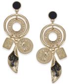 I.n.c. Gold-tone Velvet-covered Stone Multi-charm Statement Earrings, Created For Macy's