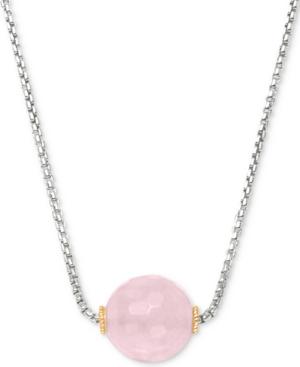 Peter Thomas Roth Rose Quartz Bead 18 Pendant Necklace (7 Ct. T.w.) In Sterling Silver And 18k Gold-plate