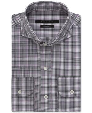 Sean John Rock Grey And Purple Check Dress Shirt