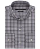 Sean John Rock Grey And Purple Check Dress Shirt