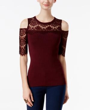 Inc International Concepts Lace Cold-shoulder Sweater, Created For Macy's