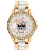 Betsey Johnson Watch, Women's White Acetate And Gold-tone Bracelet 40mm Bj00246-05