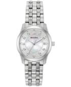 Bulova Women's Dress Diamond Accent Stainless Steel Bracelet Watch 30mm 96p179