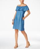 Style & Co Denim Off-the-shoulder Dress, Only At Macy's