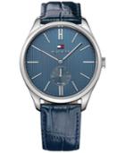Tommy Hilfiger Men's Sport Luxury Navy Croc-embossed Leather Strap Watch 44mm 1791169