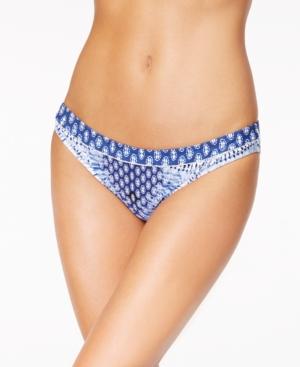 Jessica Simpson Bondi Tie-dyed Shirred-back Cheeky Bikini Bottoms Women's Swimsuit