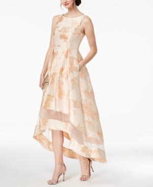 Adrianna Papell Metallic Jacquard High-low Gown