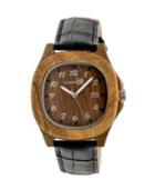 Earth Wood Sherwood Leather-band Watch Olive 40mm