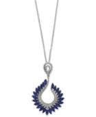 Royale Bleu By Effy Sapphire (4-3/8 Ct. T.w.) And Diamond (1/2 Ct. T.w.) Pendant Necklace In 14k White Gold
