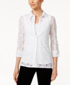 Alfred Dunner Petite Reel It In Lace Layered-look Shirt