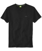 Hugo Boss Men's Green Shoulder Logo V-neck T-shirt