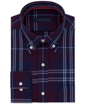 Tommy Hilfiger Men's Classic/regular Fit Purple Check Dress Shirt