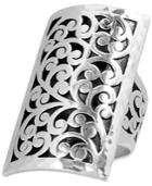 Lois Hill Decorative Scroll Large Statement Ring In Sterling Silver