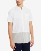 Kenneth Cole New York Men's Colorblocked Band-collar Cotton Shirt
