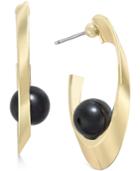 Inc International Concepts Gold-tone Jet Bead Hoop Earrings, Only At Macy's