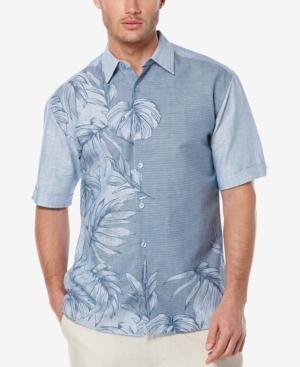 Cubavera Men's Linen Floral-print Stripe Short-sleeve Shirt