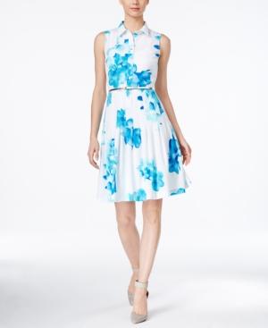 Calvin Klein Pleated Floral-print Shirtdress