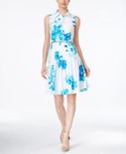 Calvin Klein Pleated Floral-print Shirtdress