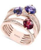 Effy Amethyst (1-1/10 Ct. T.w.), Rhodolite Garnet (1 Ct. T.w.) And Diamond (1/4 Ct. T.w.) Statement Ring In 14k Rose Gold
