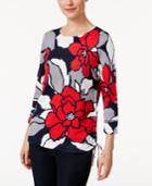 Alfred Dunner Floral Tie-hem Sweater