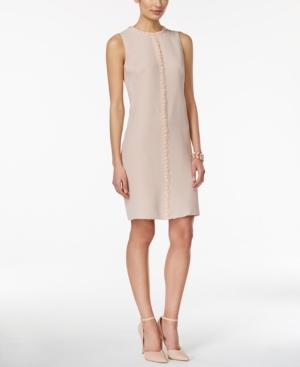 Tahari Asl Crew-neck Embellished Sheath Dress