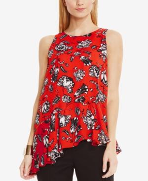 Vince Camuto Printed Asymmetrical-hem Blouse
