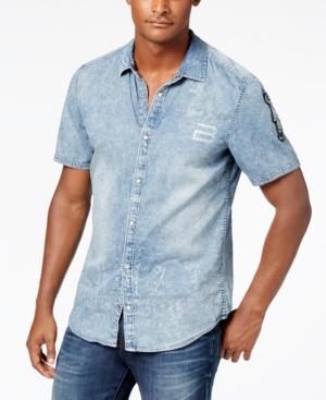 Buffalo David Bitton Men's Denim Graphic-print Shirt