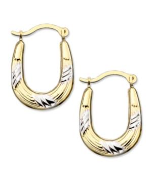 10k Two-tone Gold Oval Hoop Earrings