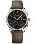 Boss Hugo Boss Men's Chronograph Time One Brown Leather Strap Watch 42mm 1513448