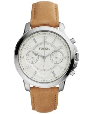 Fossil Women's Chronograph Gwynn Light Brown Leather Strap Watch 38mm Es4038