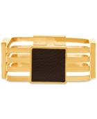 Steve Madden Gold-tone Leather Multi-row Bangle Bracelet