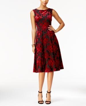 Betsey Johnson Burnout Velvet Tea-length Midi Dress