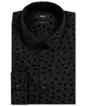 Boss Men's Slim-fit Paisley-patterned Cotton Sport Shirt