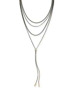 Thalia Sodi Gold-tone Black Adjustable Lariat Necklace, 20 + 3 Extender, Created For Macy's