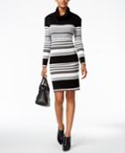 Connected Cowl-neck Striped Sweater Dress