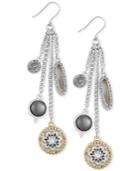 Lucky Brand Two-tone Floral And Stone Drop Earrings