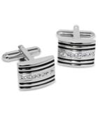 Geoffrey Beene Cufflinks, Striped And Crystal Bowed Rectangle Cufflinks Boxed Set