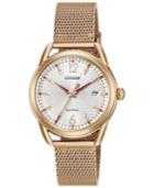 Citizen Drive From Citizen Eco-drive Women's Rose Gold-tone Stainless Steel Mesh Bracelet Watch 34mm Fe6083-72a