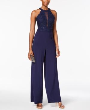 Nightway Glitter Lace Illusion Jumpsuit