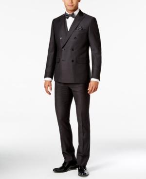 Tallia Men's Slim-fit Double-breasted Black Dot Suit