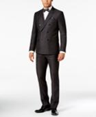 Tallia Men's Slim-fit Double-breasted Black Dot Suit