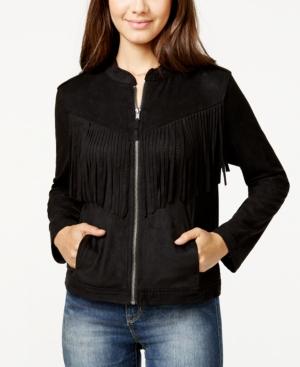 American Rag Perforated Faux-suede Fringe Jacket, Only At Macy's