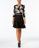 Jessica Howard Petite Floral-print Fit & Flare Sweater Dress