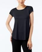 Alfani Petite Satin-trim High-low T-shirt, Created For Macy's