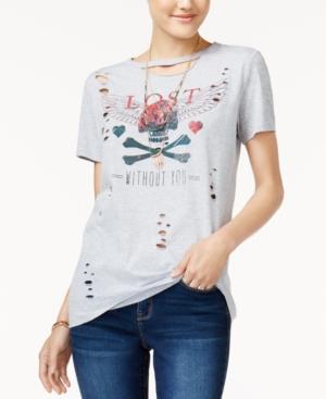 Polly & Esther Juniors' Lost Without You Cotton Ripped Graphic T-shirt